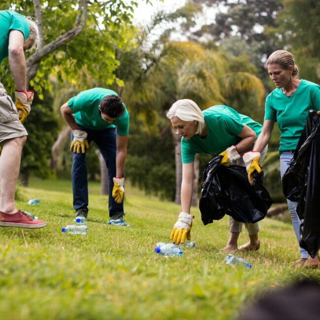 Team of volunteers litter picking