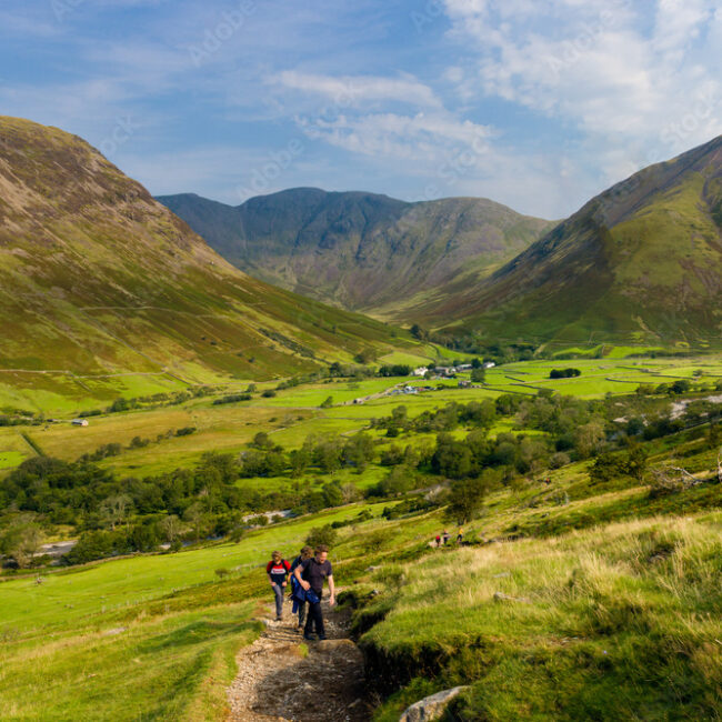 Group hiking in the UK